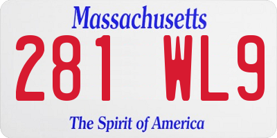 MA license plate 281WL9
