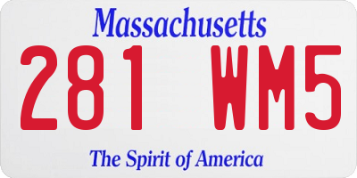 MA license plate 281WM5