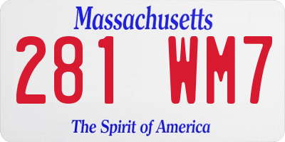 MA license plate 281WM7