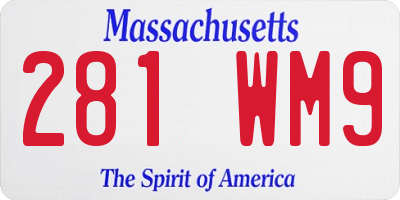 MA license plate 281WM9