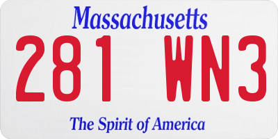 MA license plate 281WN3