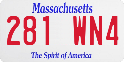 MA license plate 281WN4