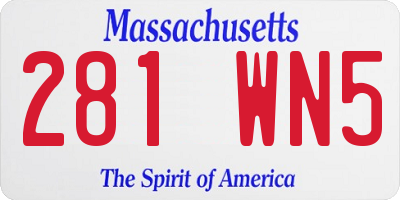MA license plate 281WN5