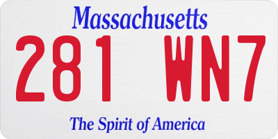 MA license plate 281WN7