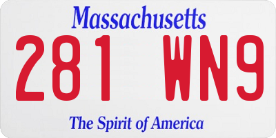 MA license plate 281WN9