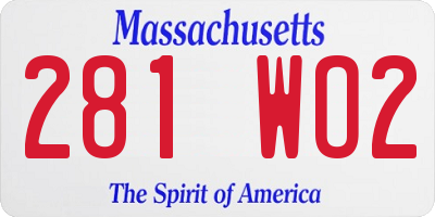 MA license plate 281WO2