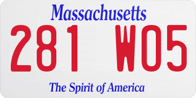 MA license plate 281WO5
