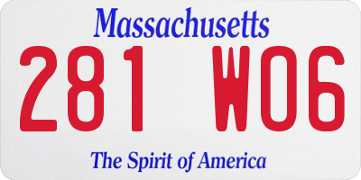 MA license plate 281WO6