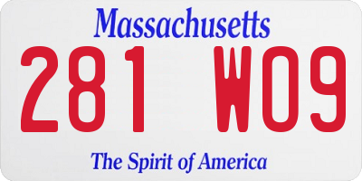 MA license plate 281WO9