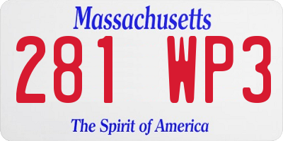 MA license plate 281WP3
