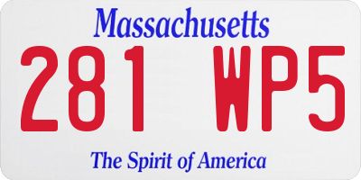 MA license plate 281WP5