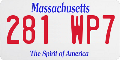 MA license plate 281WP7