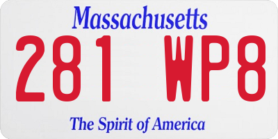 MA license plate 281WP8