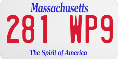 MA license plate 281WP9