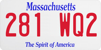 MA license plate 281WQ2