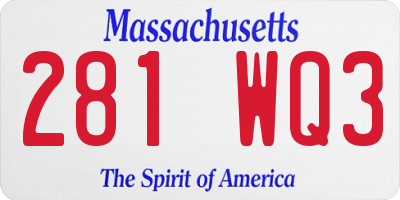 MA license plate 281WQ3