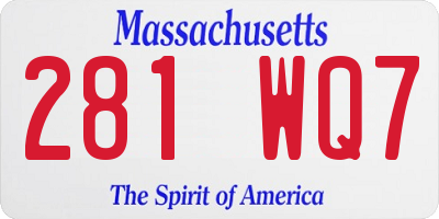 MA license plate 281WQ7