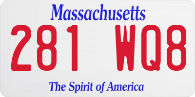 MA license plate 281WQ8