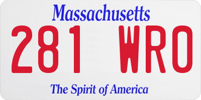 MA license plate 281WR0