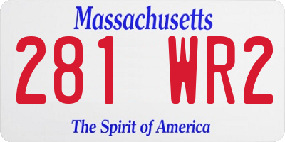 MA license plate 281WR2