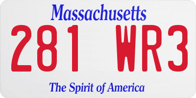 MA license plate 281WR3