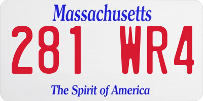 MA license plate 281WR4