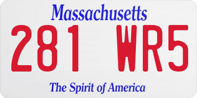MA license plate 281WR5