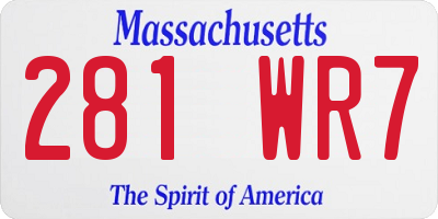 MA license plate 281WR7