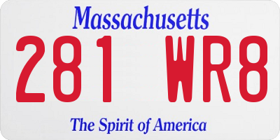 MA license plate 281WR8