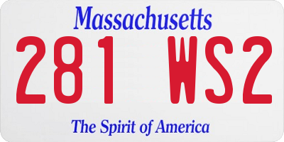 MA license plate 281WS2