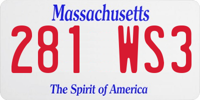 MA license plate 281WS3