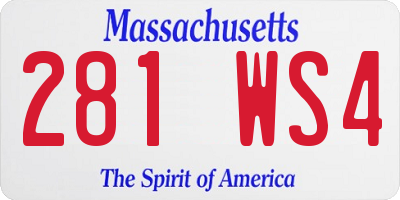 MA license plate 281WS4