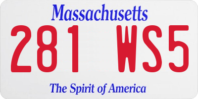 MA license plate 281WS5
