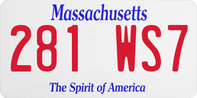 MA license plate 281WS7