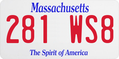 MA license plate 281WS8