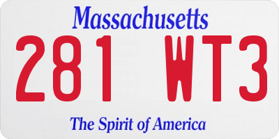 MA license plate 281WT3