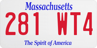 MA license plate 281WT4
