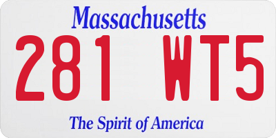 MA license plate 281WT5