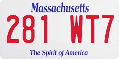 MA license plate 281WT7