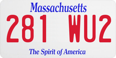 MA license plate 281WU2
