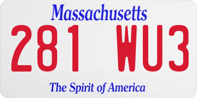 MA license plate 281WU3