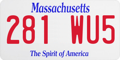 MA license plate 281WU5
