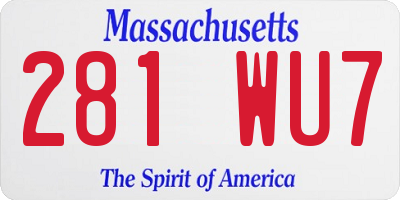 MA license plate 281WU7
