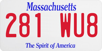 MA license plate 281WU8