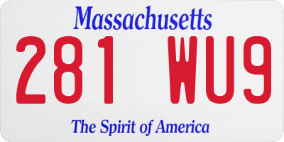 MA license plate 281WU9