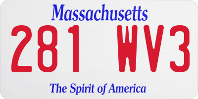 MA license plate 281WV3