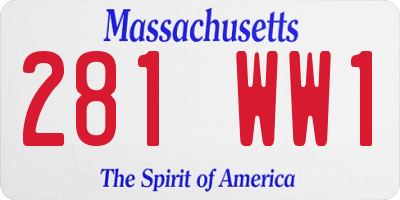 MA license plate 281WW1