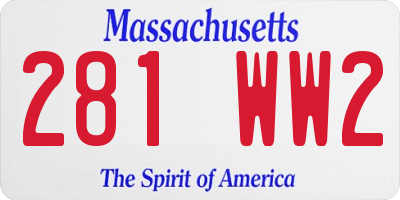 MA license plate 281WW2