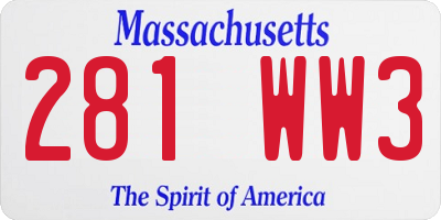 MA license plate 281WW3