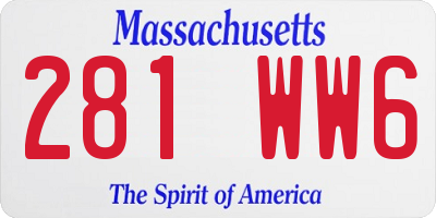 MA license plate 281WW6